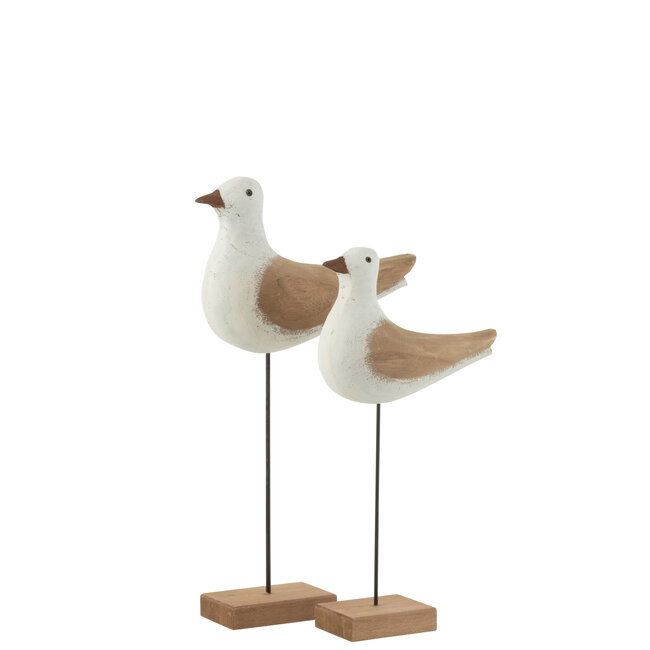 J-Line Decoratie Hoofd Teakhout/Cement Wit/Natuurlijk