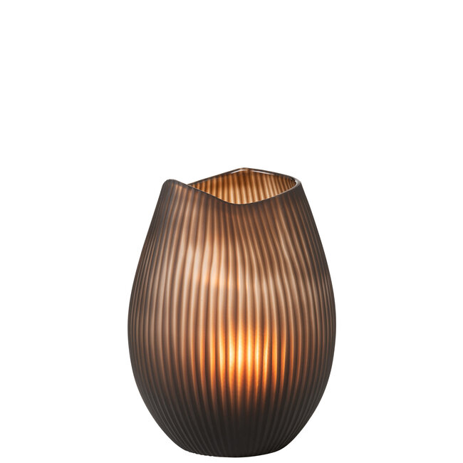 J-Line Vaas Streep Glas Bruin Groot