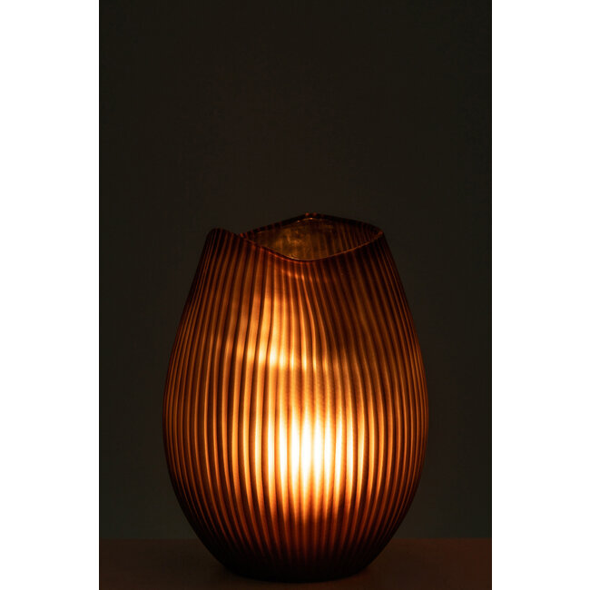 J-Line Vaas Streep Glas Bruin Groot