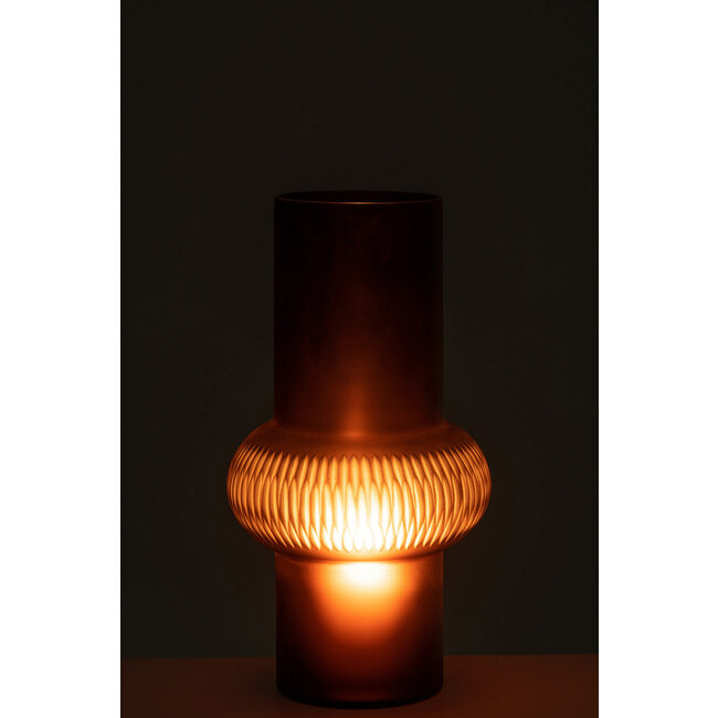 J-Line Vaas Streep Bol Glas Bruin Klein