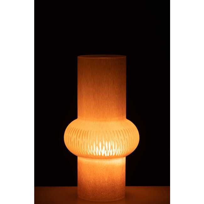 J-Line Vaas Streep Bol Glas Lichtroze Klein