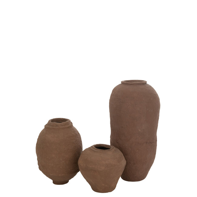 J-Line Vaas Papier Mache Bruin Groot