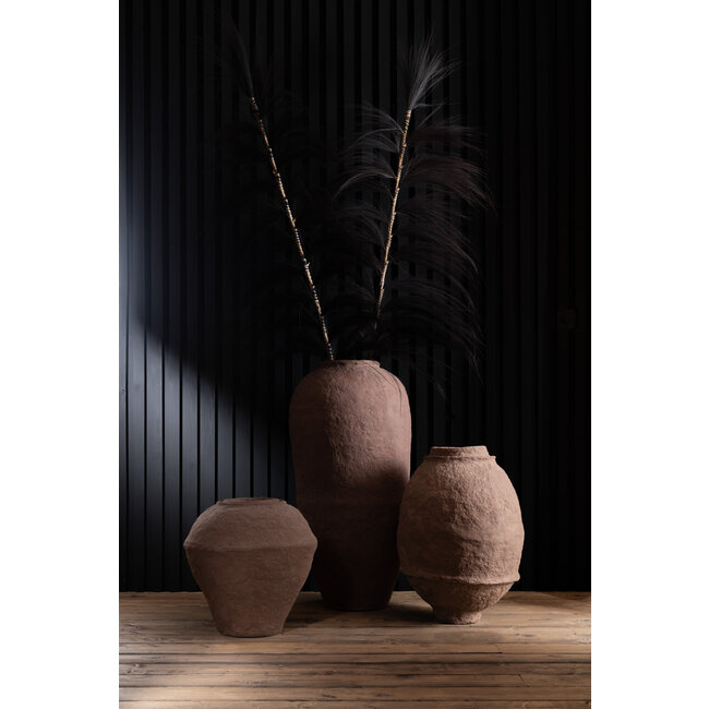 J-Line Vaas Papier Mache Bruin Groot