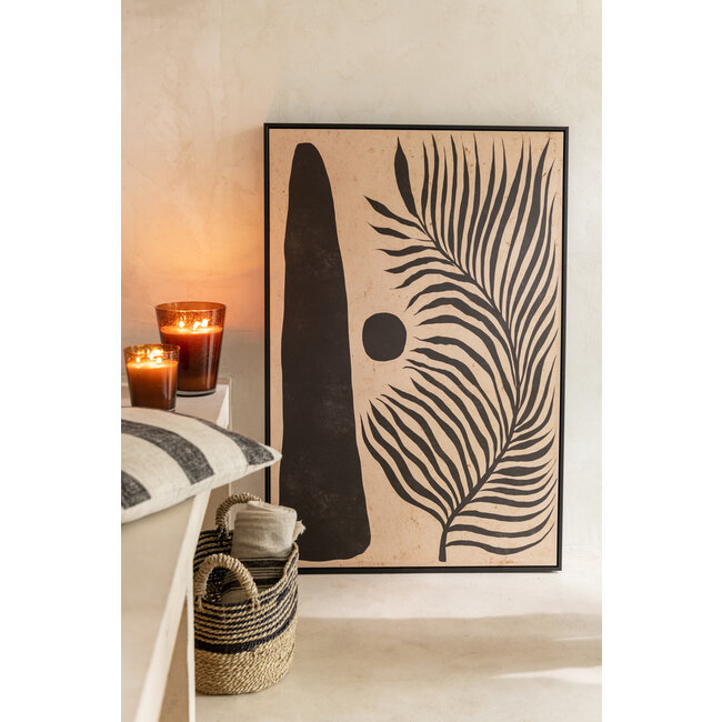 J-Line Frame Blad Abstract Hout/Canvas Bruin/Zwart