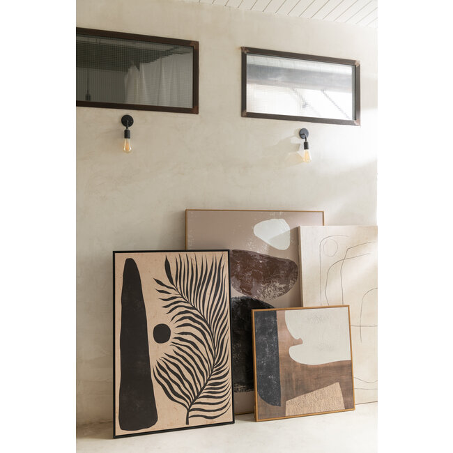 J-Line Frame Blad Abstract Hout/Canvas Bruin/Zwart