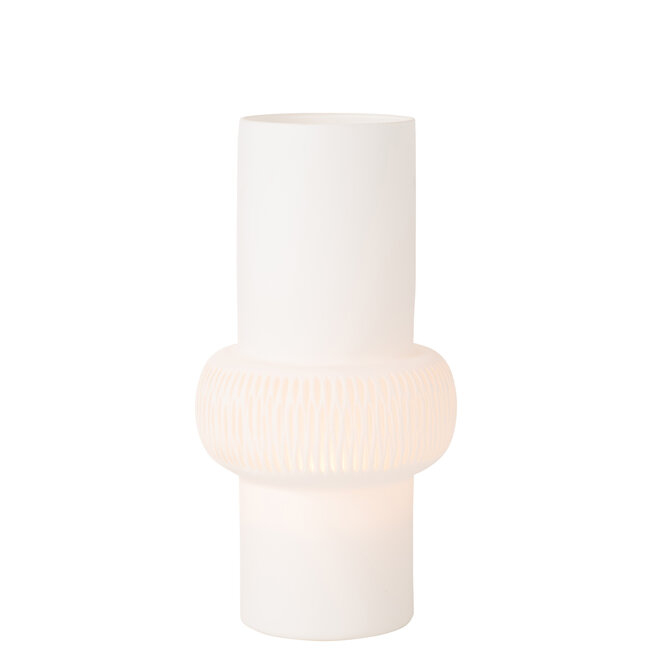 J-Line Vaas Streep Bol Glas Wit Groot