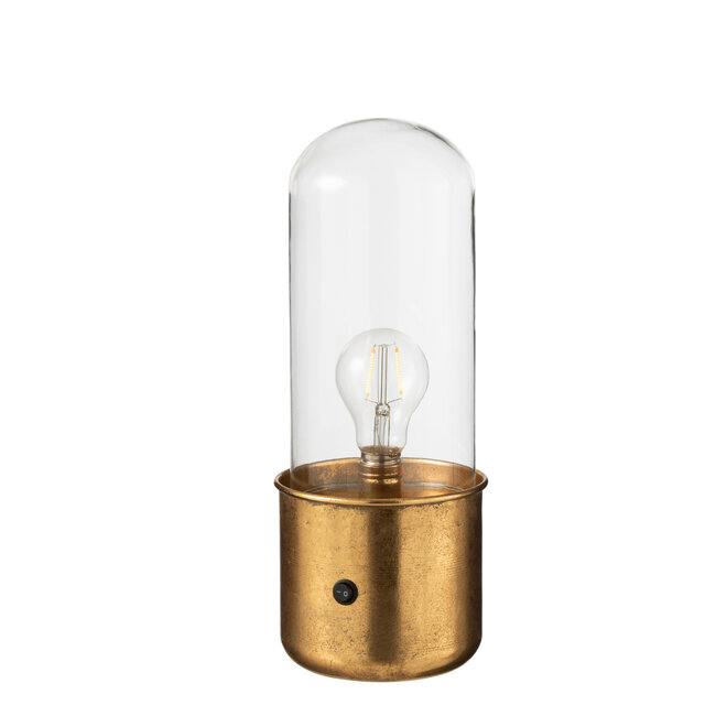 J-Line Tafellamp Antiek Led Glas/Zink Goud Klein