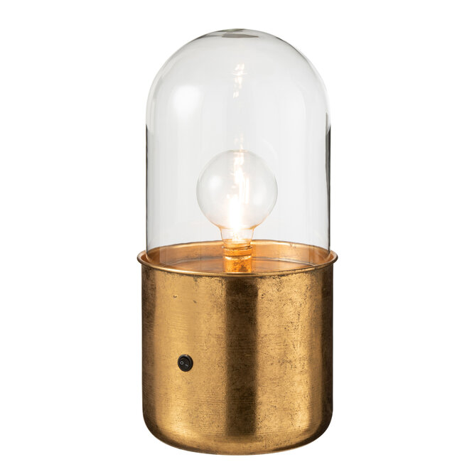 J-Line Tafellamp Antiek Led Glas/Zink Goud Groot
