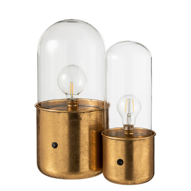 J-Line Tafellamp Antiek Led Glas/Zink Goud Groot