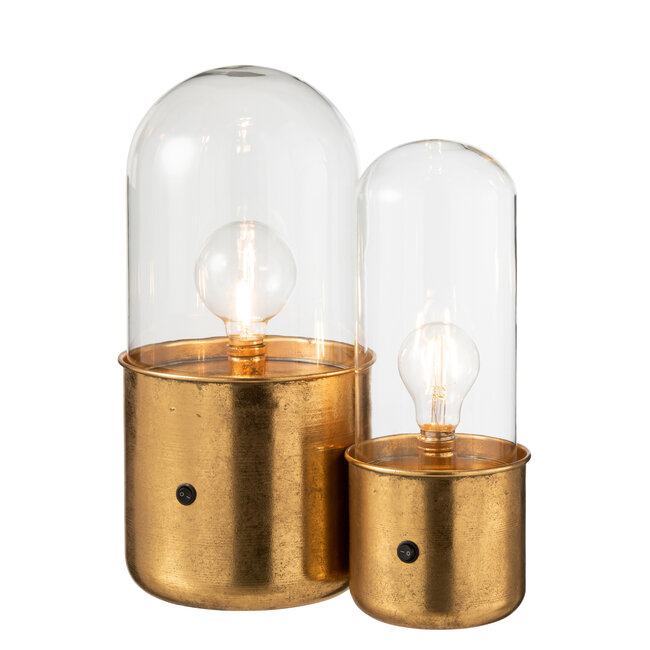 J-Line Tafellamp Antiek Led Glas/Zink Goud Groot