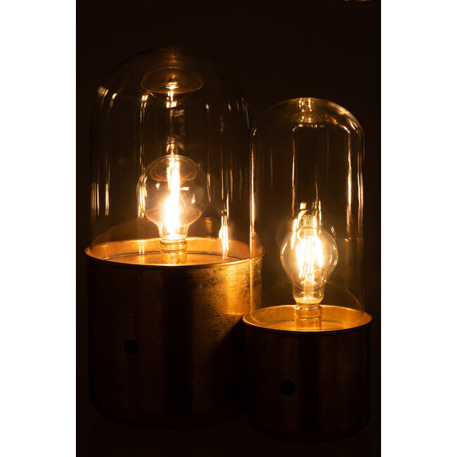 J-Line Tafellamp Antiek Led Glas/Zink Goud Groot