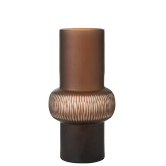 J-Line Vaas Streep Bol Glas Bruin Groot