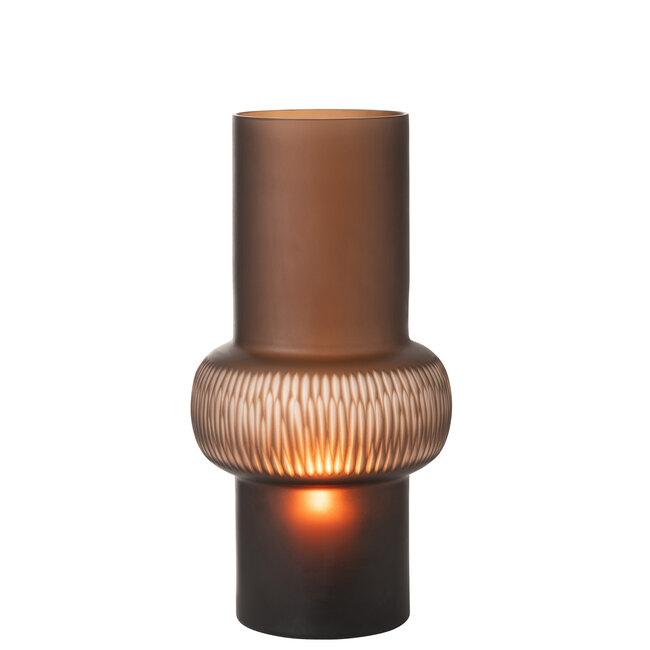 J-Line Vaas Streep Bol Glas Bruin Groot