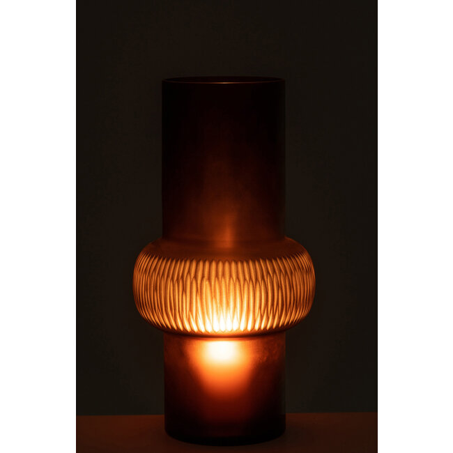 J-Line Vaas Streep Bol Glas Bruin Groot