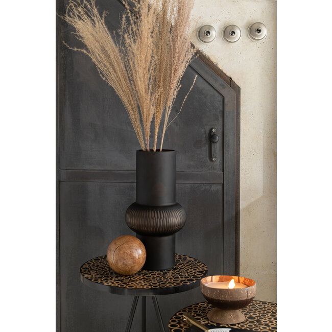 J-Line Vaas Streep Bol Glas Bruin Groot