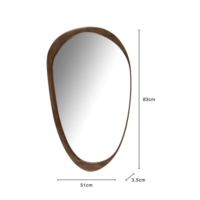 J-Line Spiegel onregelmatig mangohout donkerbruin groot