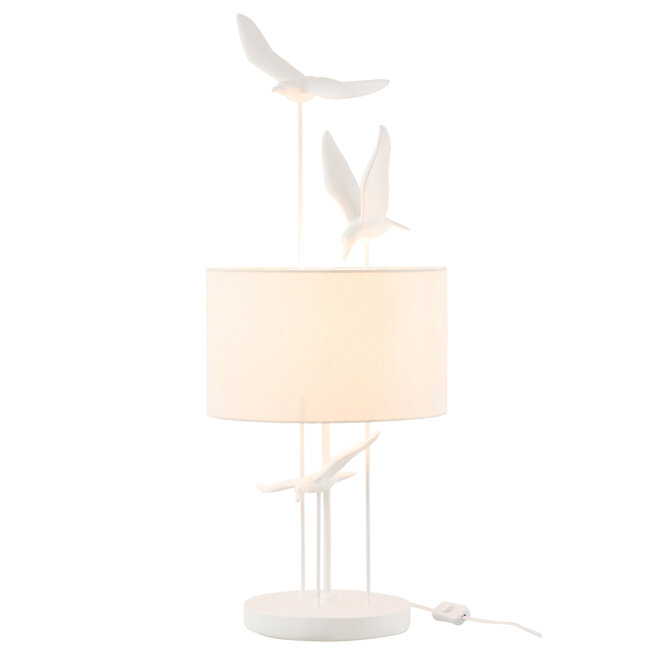 J-Line Lamp Tafel Vogels Poly Wit/Beige