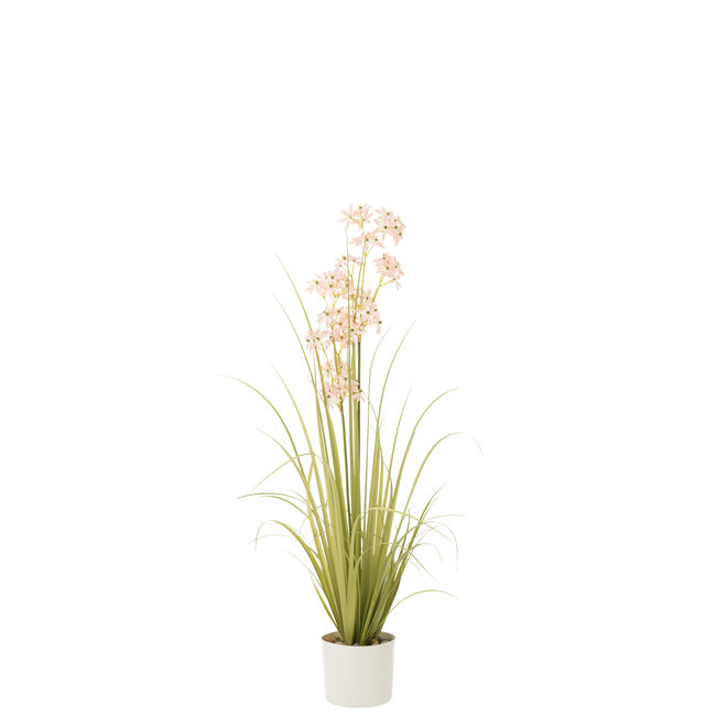 J-Line Allium In Pot Kunststof Groen/Lichtroze Medium