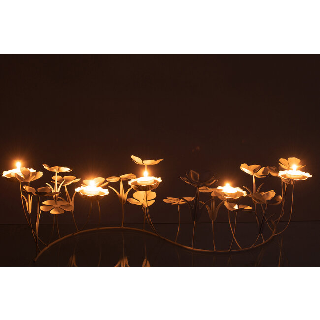 J-Line Decoratie Bloemen Metaal Wit Groot