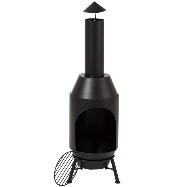 J-Line Houtoven Metaal Zwart