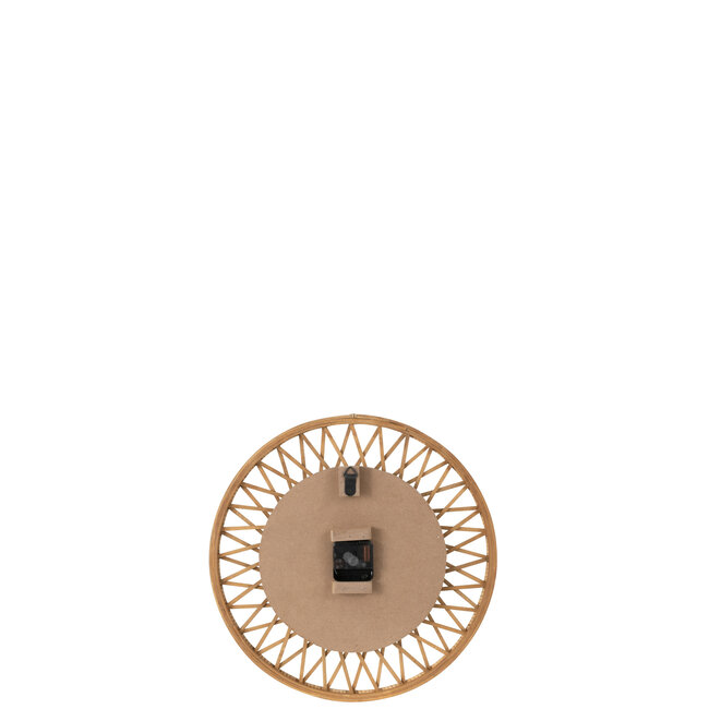 J-Line Wandklok Kyr Rotan/Mdf Naturel/Wit Medium