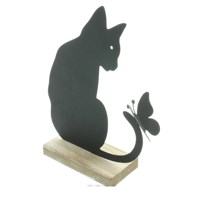 Dream-Garden Kat met vlinder zwart 21x17 cm
