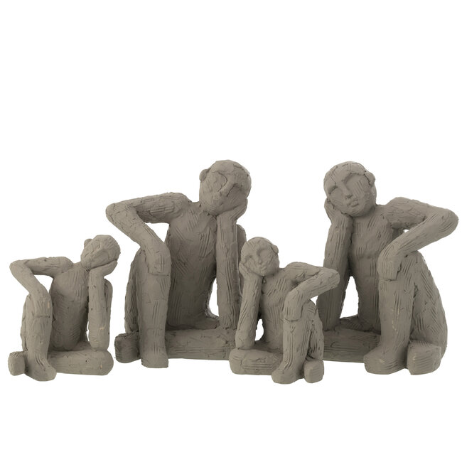 J-Line J-Line. Boekensteun set van 2 zittende denkers grijs groot