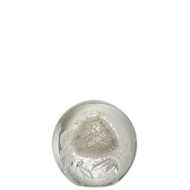 J-Line Paperweight Bubbles Glass Silver Large