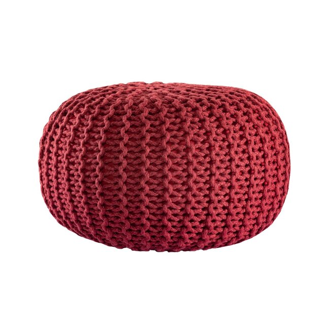 Dream-Living Duurzame poef Ø 45cm robijnrood voor binnen- buiten- zwembad