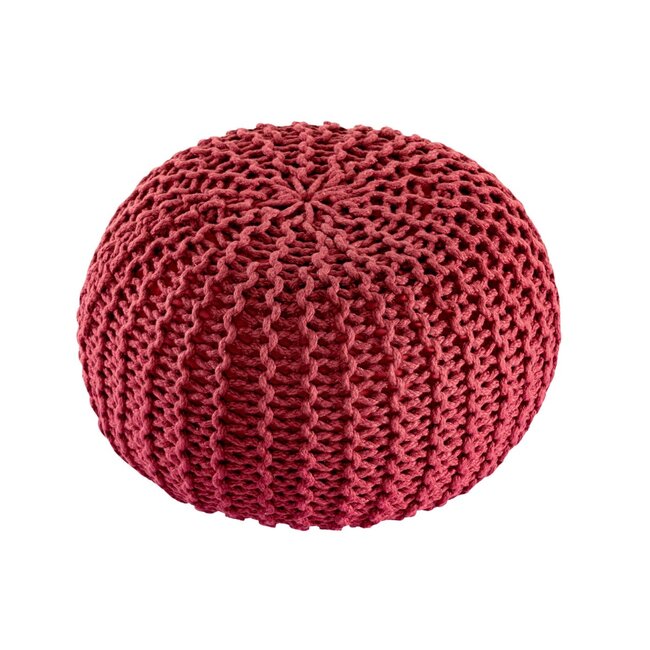 Dream-Living Duurzame poef Ø 55cm robijnrood voor binnen- buiten- zwembad