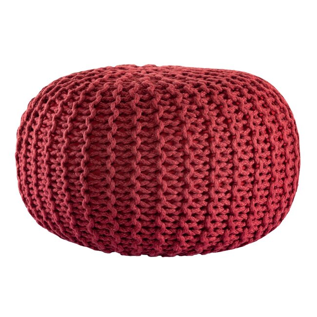 Dream-Living Duurzame poef Ø 55cm robijnrood voor binnen- buiten- zwembad