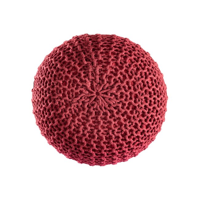Dream-Living Duurzame poef Ø 55cm robijnrood voor binnen- buiten- zwembad