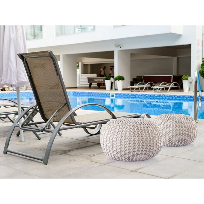 Dream-Living Duurzame poef Ø 45cm beige voor binnen- buiten- zwembad