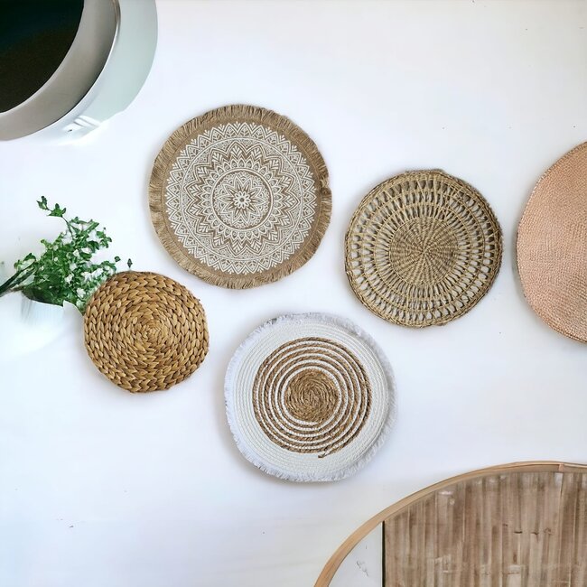 Bali-Dreams 2 stuks jute wanddecoratie schijven 40cm