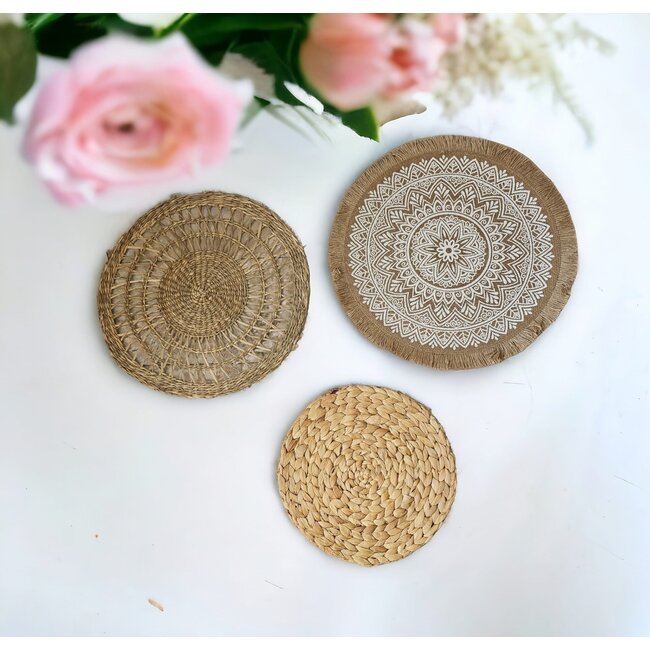 Bali-Dreams 2 stuks jute wanddecoratie schijven 40cm