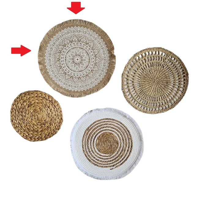 Bali-Dreams 2 stuks jute wanddecoratie schijven 40cm