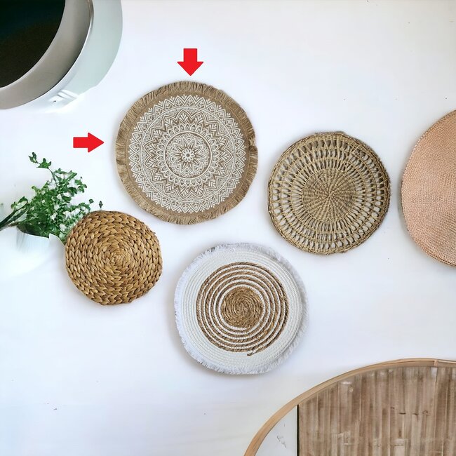 Bali-Dreams 2 stuks jute wanddecoratie schijven 40cm