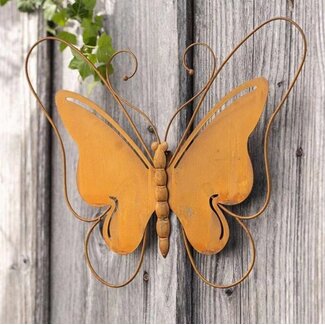 Dream-Living Vlinder Tuindecoratie Roest Metaal 38 x 29 cm