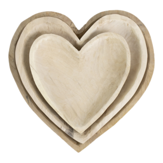 Mars & More hout schalen hart 38cm (set van 3)*