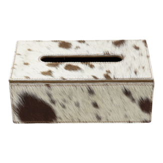 Mars & More tissuebox koehuid bruin/wit 25x14x9cm