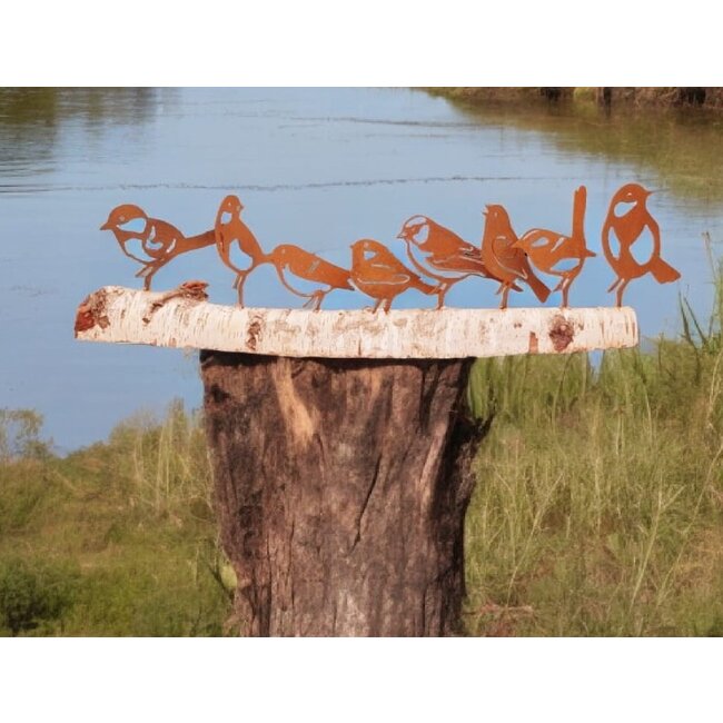 Dream-Garden Tuindecoratie zeven vogels roest set 3