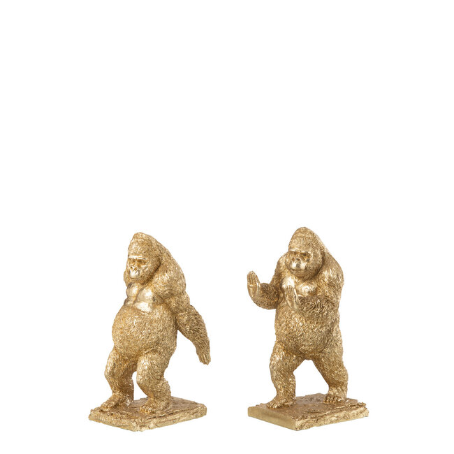 J-Line Set van 2 boekensteun Gorilla hars goud