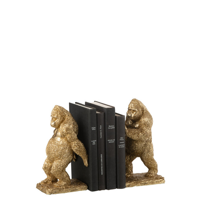 J-Line Set van 2 boekensteun Gorilla hars goud