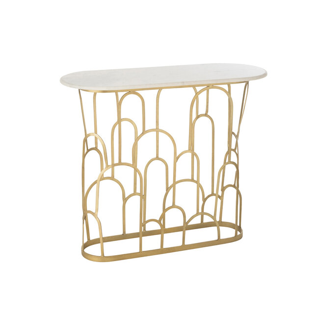 J-Line Console Moza Metaal/Marmer Goud