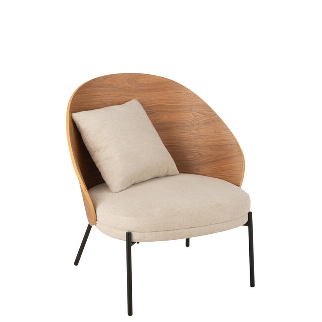 J-Line Loungestoel Lone Ply Hout/Metaal Naturel/Grijs