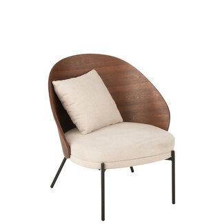J-Line Loungestoel Lone Ply Hout/Metaal Bruin/Grijs