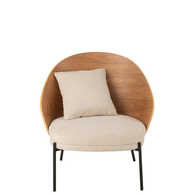 J-Line Loungestoel Lone Ply Hout/Metaal Naturel/Grijs