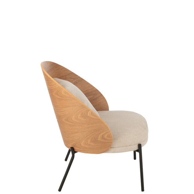 J-Line Loungestoel Lone Ply Hout/Metaal Naturel/Grijs