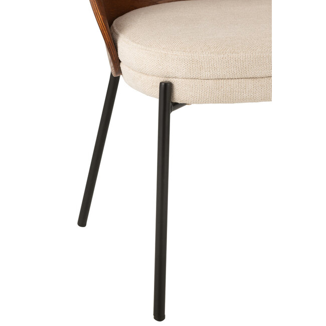 J-Line Stoel Lone Ply Hout/Metaal Bruin/Grijs