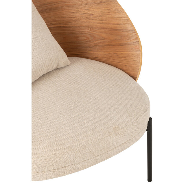 J-Line Loungestoel Lone Ply Hout/Metaal Naturel/Grijs